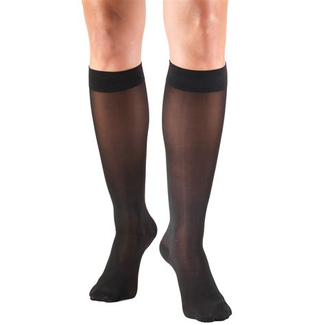 women s stockings knee high sheer 20 30 mmhg black x large