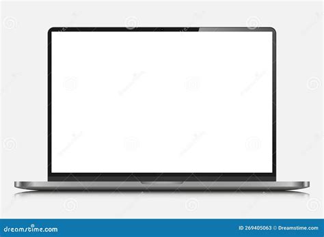 Realistic Laptop Layout With White Screen And Reflection A Modern