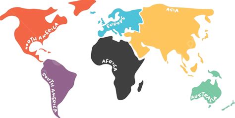 Mapa Del Mundo Simplificado Multicolor Dividido En Continentes Escribir