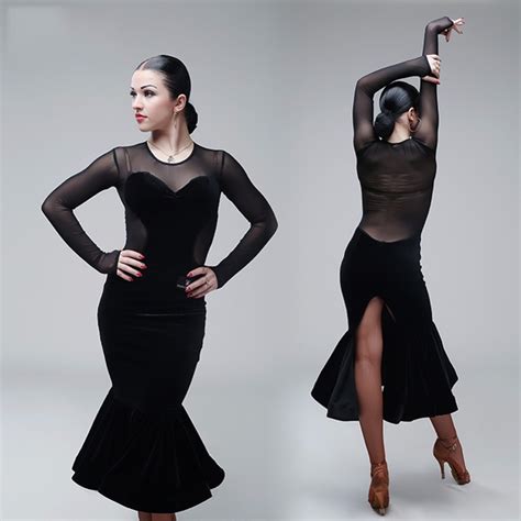 2018 New Sexy Womanlady Latin Dance Dress Black Latest Style