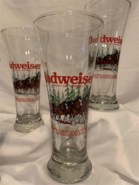 Vintage Budweiser Beer Glasses Clydesdale Holiday Series 1989 Etsy