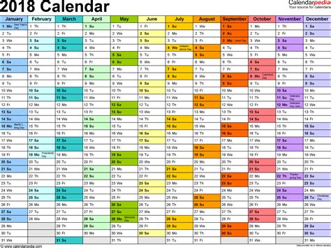 2018 Calendar Download 17 Free Printable Excel Templates Xlsx