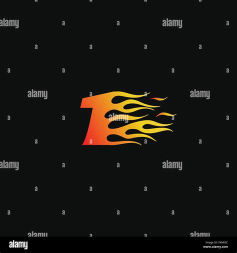 Number 1 Burning Flame Logo Design Template Stock Vector Image And Art