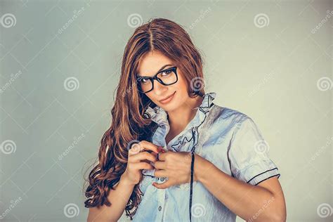 Woman Undressing Herself Looking And Flirty Stock Image Image Of