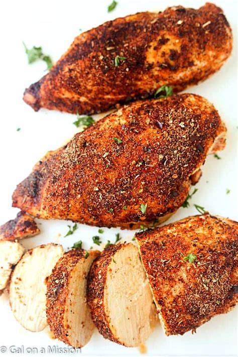 The seasoning for this chicken is actually a really great indicator for when the chicken is cooked to perfection. Baked Cajun Chicken Breasts - Gal on a Mission