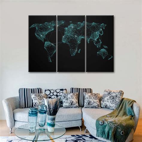 Network Connection World Map Multi Panel Canvas Wall Art Elephantstock
