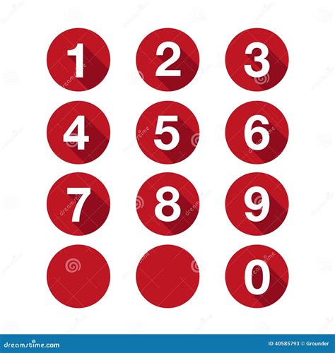 Numbers Set Red Vector Flat Design Stock Vector Image 40585793