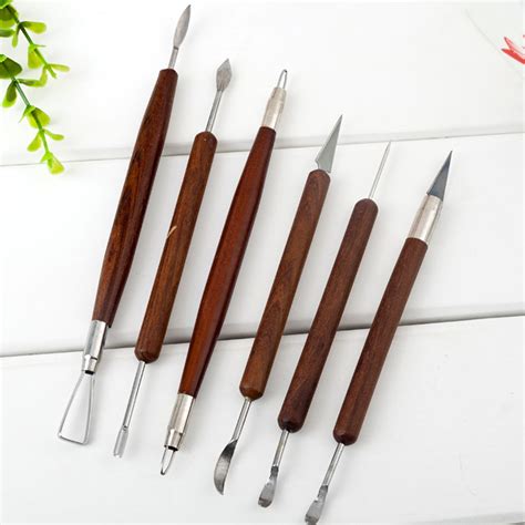 Hot 6pcs Pottery Clay Wax Sculpture Carving Modelling Tools Hand Cutter