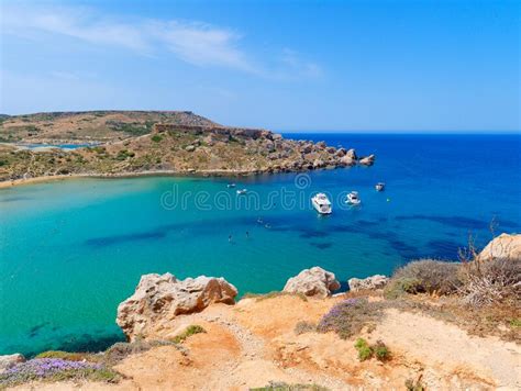 Bay By The Riviera Beach Ghajn Tuffieha Malta Stock Image Image Of