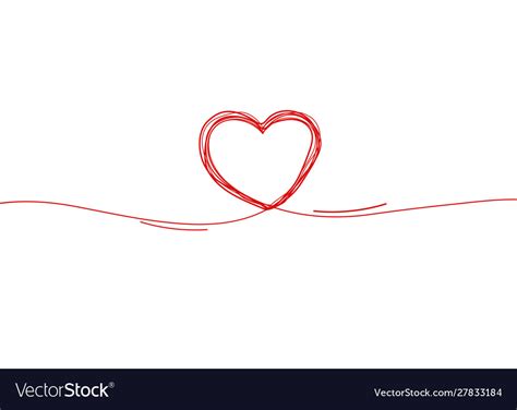 Continuous Line Heart Border On White Background Vector Image