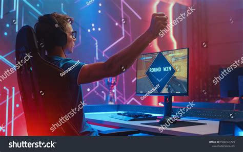 Professional Esports Gamer Plays Mockup 3d Stock Photo Edit Now