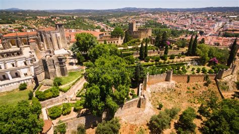 Aerial View Of Monastery Convent Of Christ In Tomar Portugal Stock