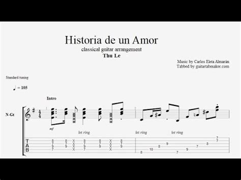 Gm a7 es la historia de un amor como no hay otra igual. Historia de un Amor TAB - fingerstyle classical guitar tab ...