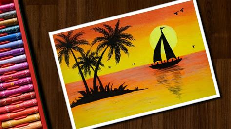 Sunset Drawing Oil Pastel At Explore Collection Of