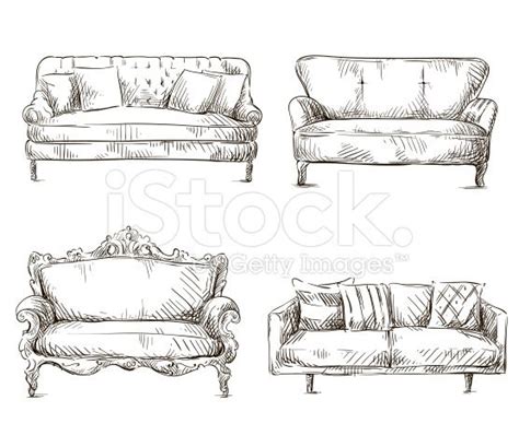 Set Of Sofas Drawings Sketch Style Vector Illustration Royalty Free