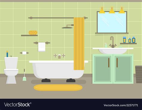 Cartoon Clean Bathroom For Cleaning Room Service Vector Image
