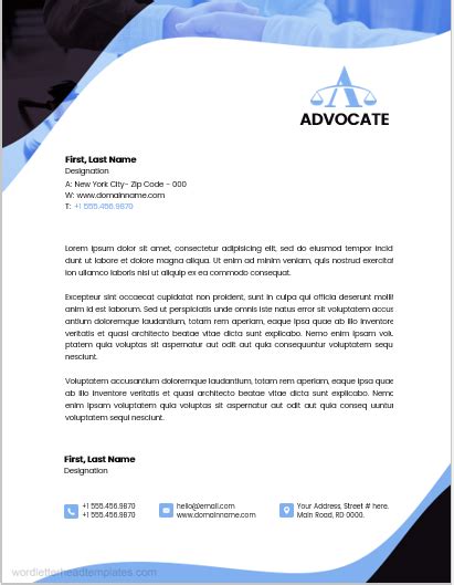 5 Best Advocate Office Letterhead Templates Edit And Print