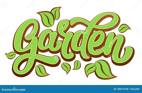 Lettering Garden Word In Fresh Green Color Stock Vector Illustration