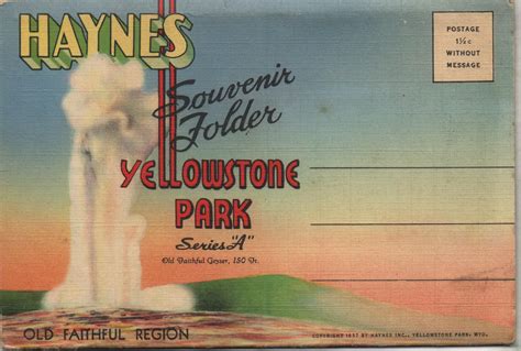 1930 S Yellowstone Park Postcard Folder Hagins Collection Road Trip Journal Yellowstone Park