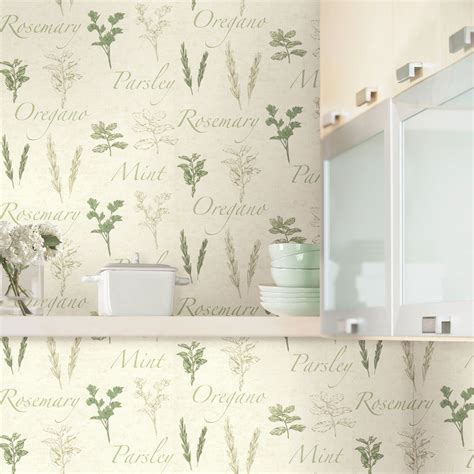 Herbs Food Wallpaper By Brewster Home Fashions 157sq Ft Kitchen