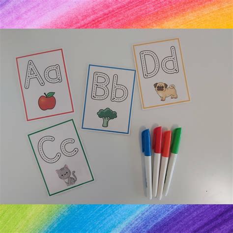 Alphabet Tracing Flashcards Preschool Flash Cards Abc Etsy