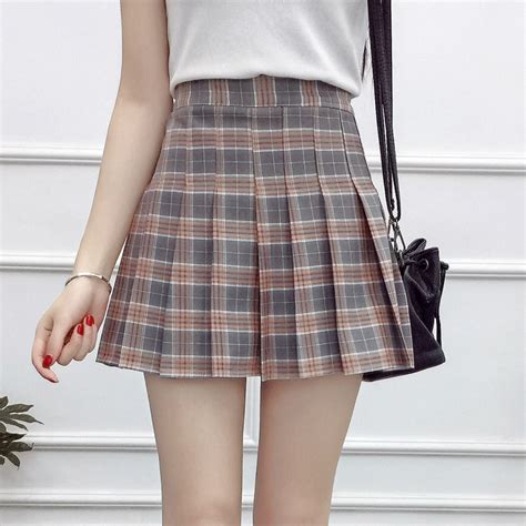 new plaid mini skirts for women 2018 harajuku cute sweet pleated skirt high waist mini skirts