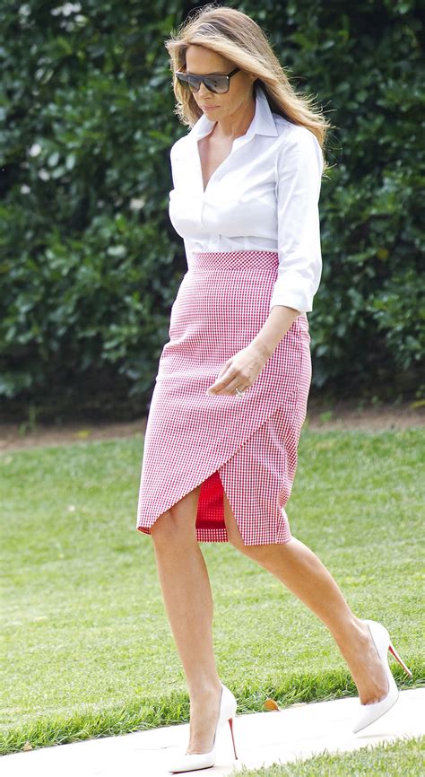 Melania Trump Is Patriotic In A Red And White Gingham Altuzarra Skirt