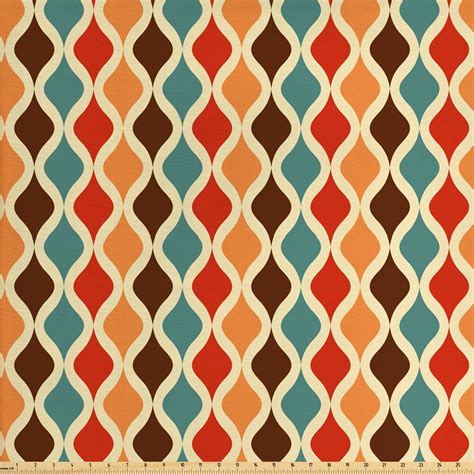Retro Fabric By The Yard Funk Different Vintage Pattern Composition