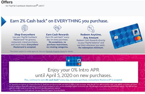 You open up a 0% apr card for 15 months with a credit value of $15000 for example. PayPal 2% Cash Back Mastercard with 0% APR offer f ...