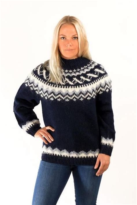 Icelandic Traditional Wool Pullover Blue Wool Sweaters Nordic Store Icelandic Wool