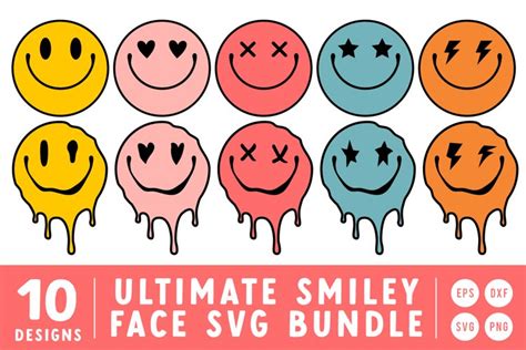 Ultimate Retro 70s Smiley Face Svg Cut File Bundle
