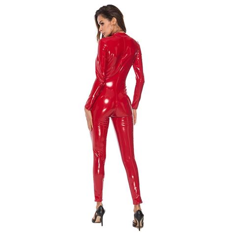 Catsuit Costumes Sexy Open Crotch Latex Female Bodysuit Lingerie Plus Size For Sex Crotchless