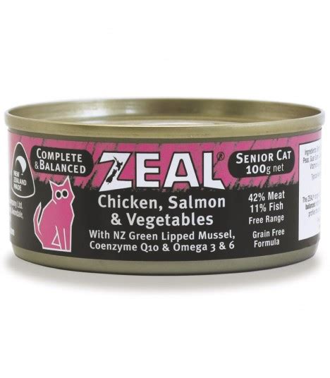 Best cat food for older cats with kidney problems: Zeal Grain Free Chicken, Salmon & Vegetables Canned Food ...