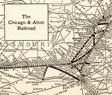 1923 Antique Chicago And Alton Railroad Map Vintage Railway Map 6760