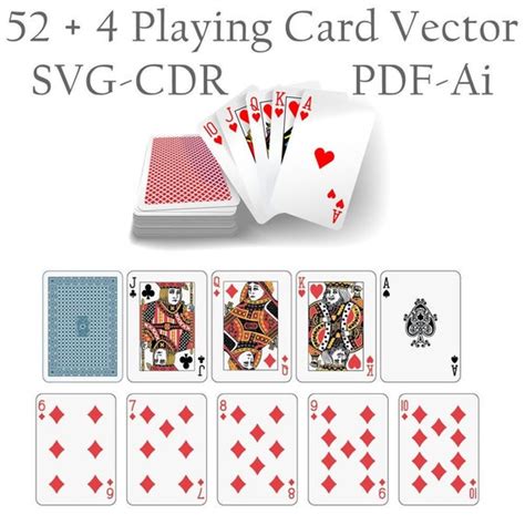 Playing Cards Set Vector Playing Cards Svg Printable File Etsy