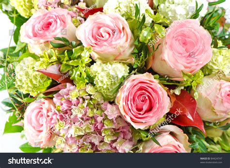 Pink Roses Beautiful Flowers Bouquet Stock Photo 84424747