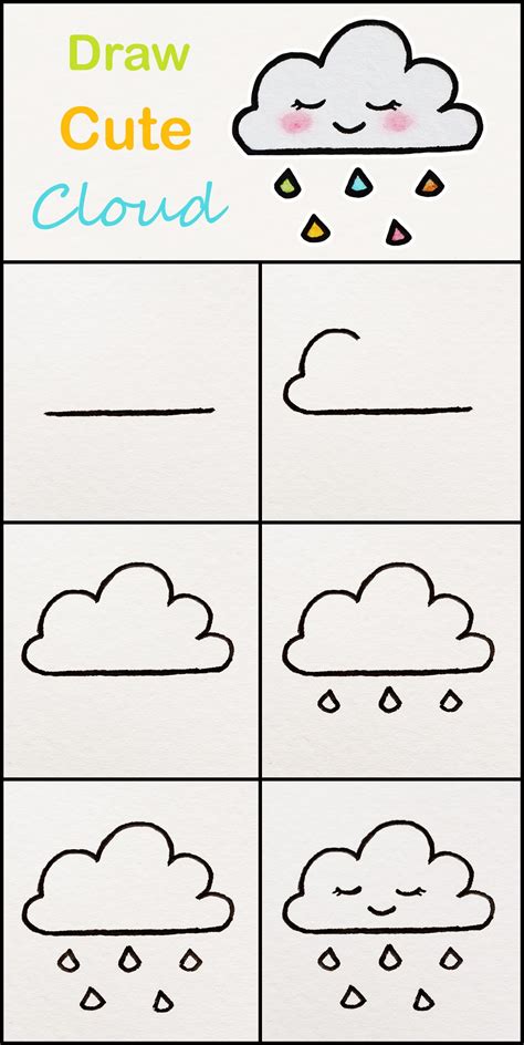 Learn How To Draw A Cute Cloud Step By Step ♥ Very Simple Tutorial