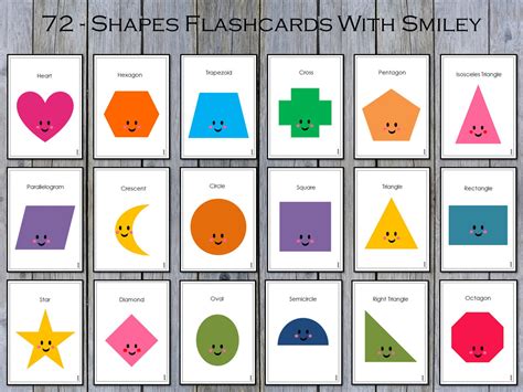 Shapes Flashcards Printable 72 Basic Shapes Flash Cards Etsy