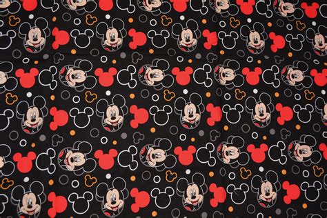 Black Mickey Mouse Head Fabric Head Toss Quilt Fabric Disney For Springs