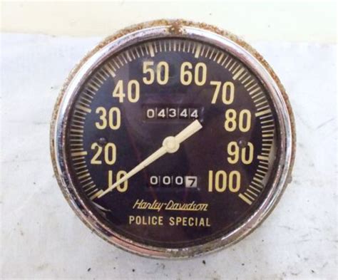 Vintage Harley Davidson Police Special Servi Car Speedometer Head Part