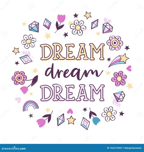 Cute Magical Poster With Inscription Dream Dream Dream Stock Vector