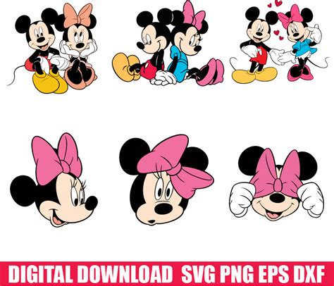 Disney Svgdxf Mickey Silhouette Digital File Cricut Minnie Mouse