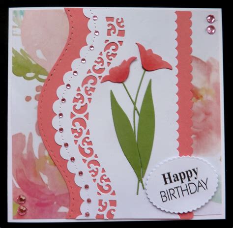 S464 Hand Made Birthday Card Using Spell Binders Scalloped Edges And