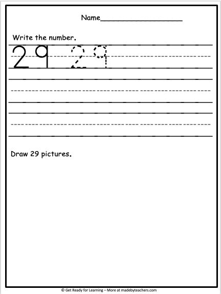 Math Number Writing Practice Number 29 Made By Teachers