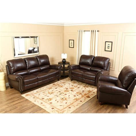 Abbyson Living Reclining Leather Sofa Baci Living Room