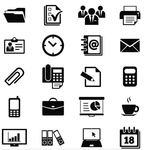 Silhouette Office Icons 2 Shiny Vector Free Download