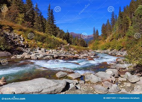 Rapid Stream Mountain River Full Of Cold Spring Water Slipper Big