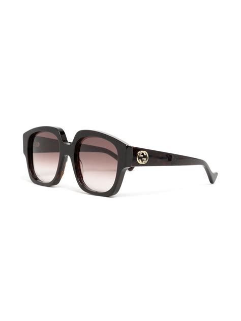 Gucci Eyewear Logo Plaque Square Frame Tinted Sunglasses Farfetch