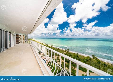 Condominium Balcony With Ocean View Miami Beach Stock Photo Image Of