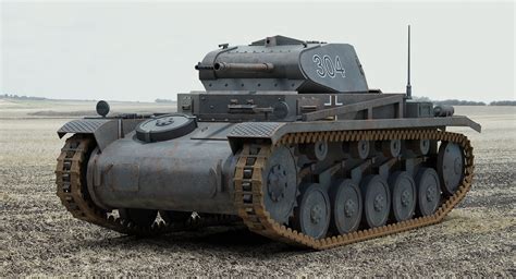 3d 3ds German Ww2 Panzer 2 Tank